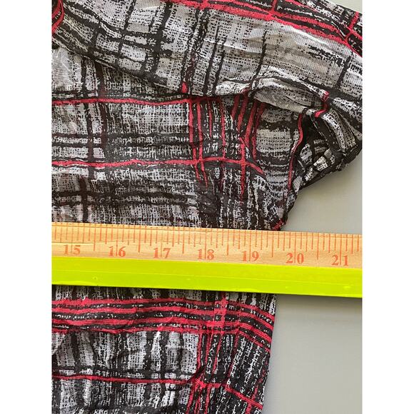 Comfy USA Gray Red Sheer Open Front Hi-Low Duster Cardigan Size Medium - Picture 6 of 7